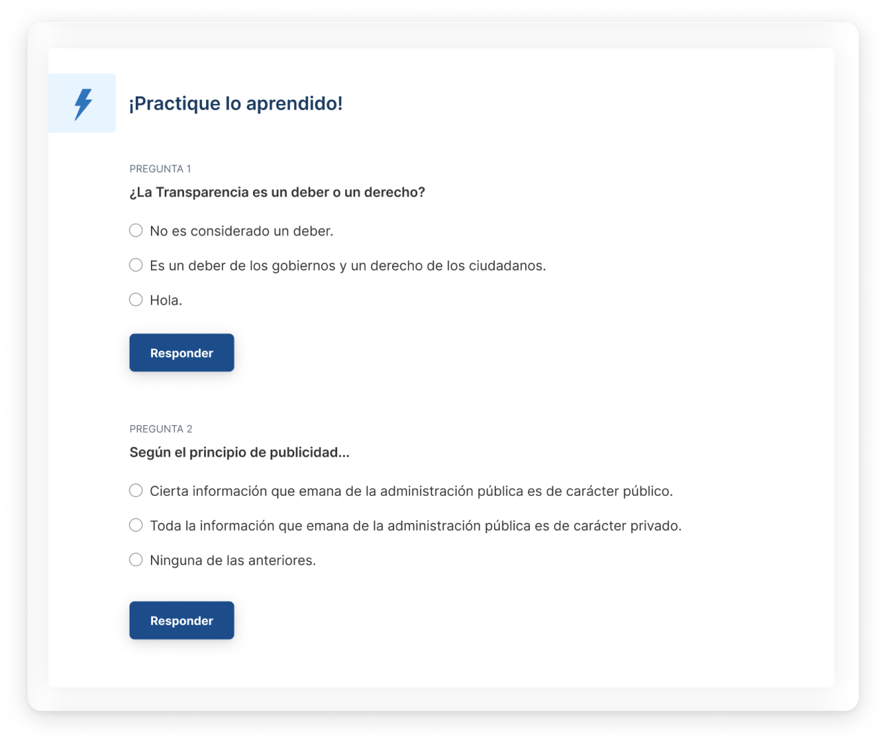 Practique lo aprendido con preguntas de repaso